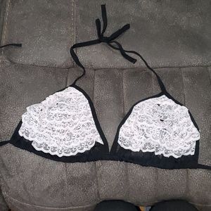 Blush pink ruffled unlined bra